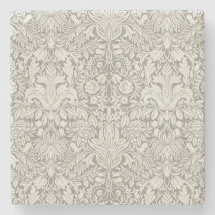 elegant formal white damask lace brocade stone coaster