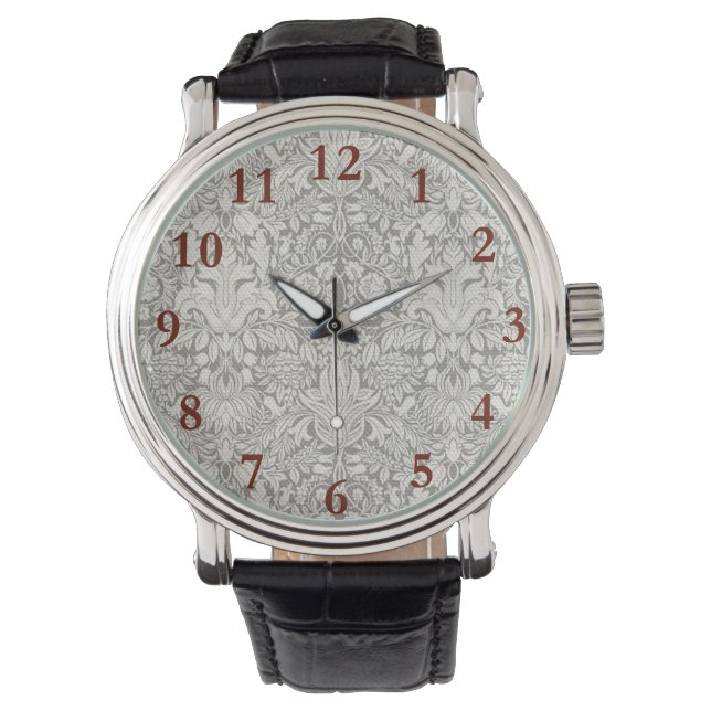 elegant formal white damask lace brocade watch (Front)