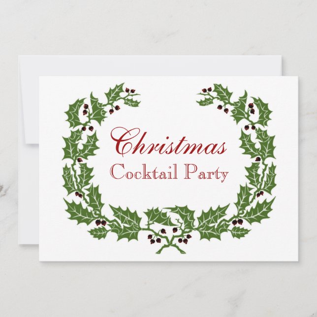 Elegant Formal Wreath and Horns Christmas Party Invitation (Front)