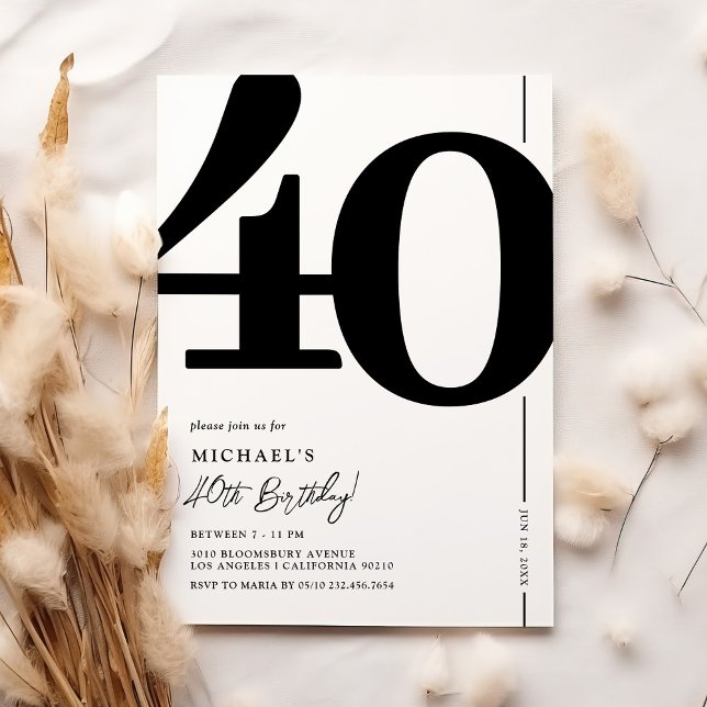 Elegant Forty 40th Birthday Party Invitation (Creator Uploaded)