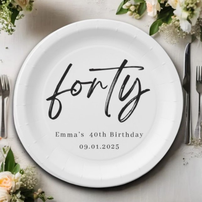 Elegant Forty Birthday Party Plates (Creator Uploaded)