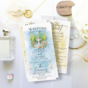 Elegant Fountain doves Luxury Wedding Program