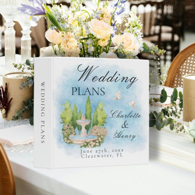 Elegant Fountain White Doves Wedding Plans Binder (Creator Uploaded)