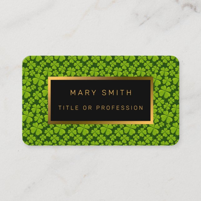 Elegant Four Leaf Clover Floral Business Card (Front)