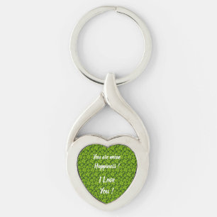 Elegant Four Leaf Clover Floral Keychain