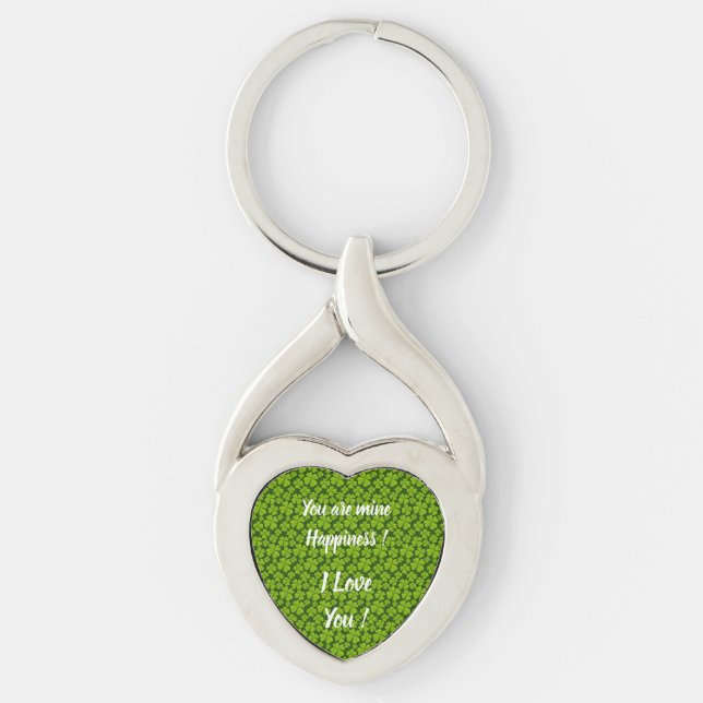 Elegant Four Leaf Clover Floral Keychain (Front)