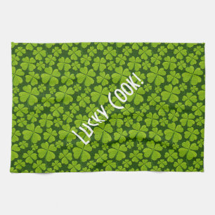 Elegant Four Leaf Clover Floral Kitchen Towel