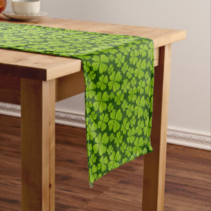 Elegant Four Leaf Clover Floral Long Table Runner