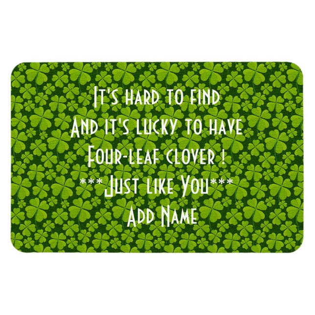 Elegant Four Leaf Clover Floral Magnet (Horizontal)