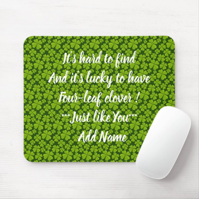 Elegant Four Leaf Clover Floral Mouse Pad (With Mouse)