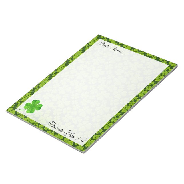 Elegant Four Leaf Clover Floral Notepad (Angled)