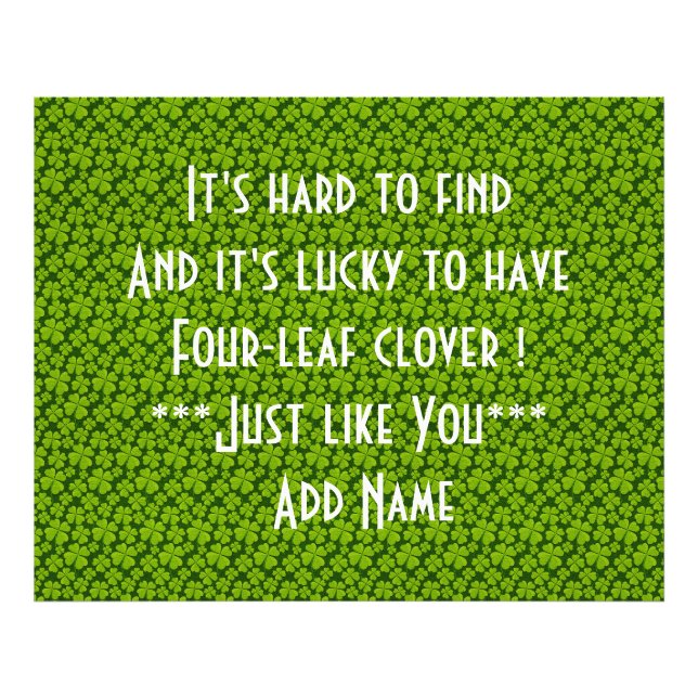 Elegant Four Leaf Clover Floral Photo Print (Front)