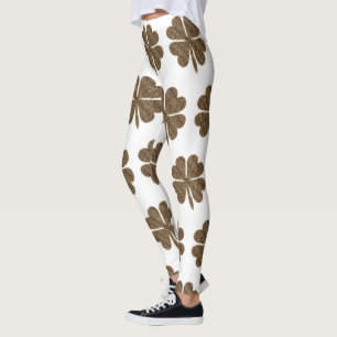 Elegant Four Leaf Clover Pattern Leggings