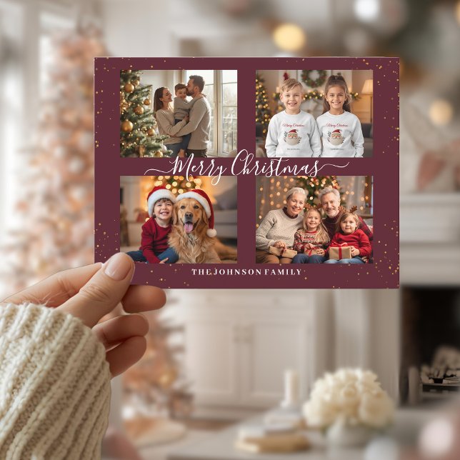 Elegant Four Photo Christmas Card (Creator Uploaded)