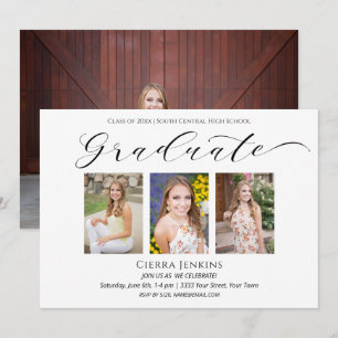 Elegant Four Photo Graduation Landscape Invitation