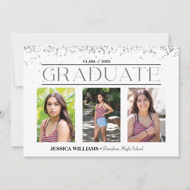 Elegant Four Photo Graduation Postcard (Front)