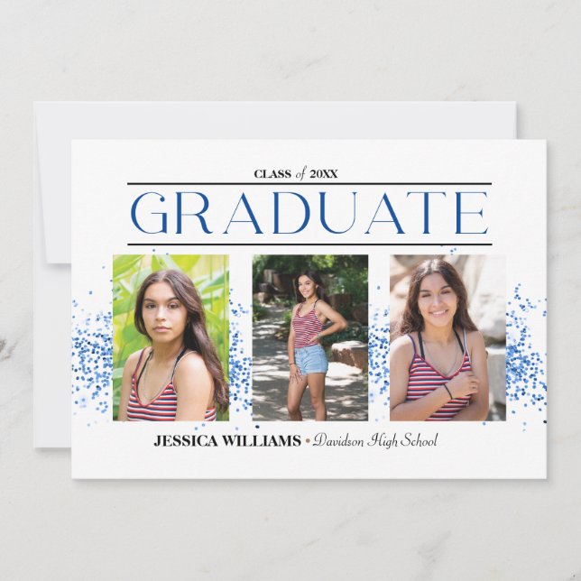 Elegant Four Photo Graduation Postcard (Front)