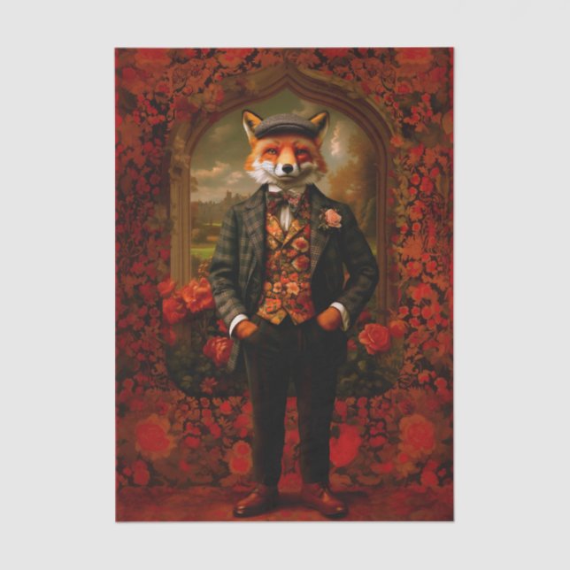 Elegant Fox Gentleman Portrait EW5 Decoupage Tissue Paper (Front)