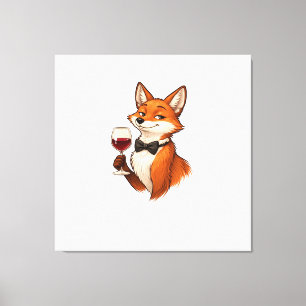 Elegant Fox with Wine Glass Canvas Print