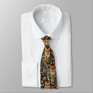 Elegant Foxes William Morris Inspired Pattern Tie