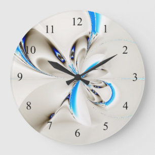 Elegant Fractal Blue Wall Clock