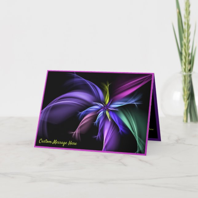 Elegant Fractal of Black Purple Yellow & Blue Card (Front)