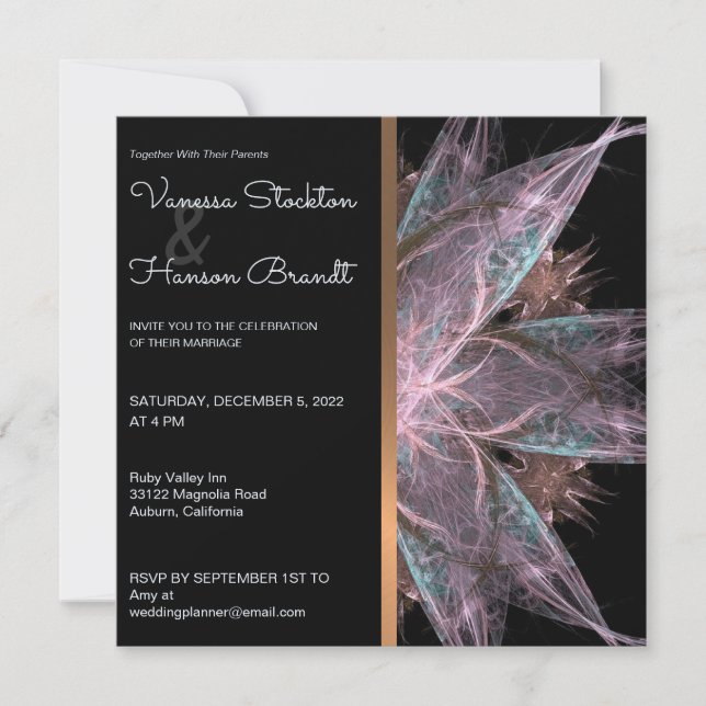 Elegant Fractal Wedding Invitation (Front)