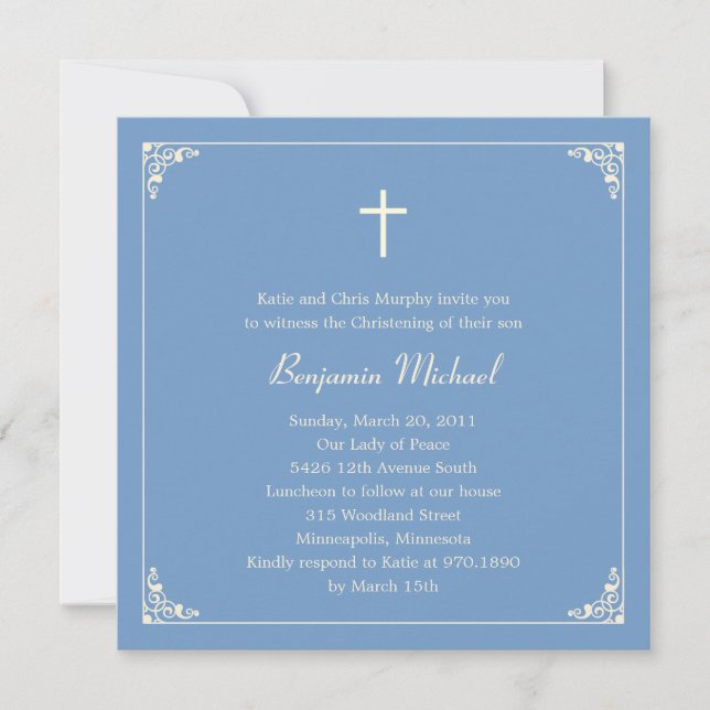 Elegant Frame Baptism/Christening Invitation (Front)
