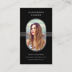 Elegant Frame Black and Silver Photo Business Card