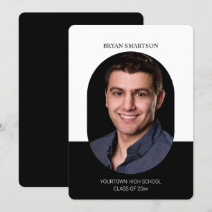 Elegant Frame Black White Graduation Photo Invitation