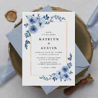 elegant frame blue floral wedding