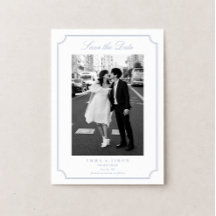 Elegant Frame Blue Photo Save the Date