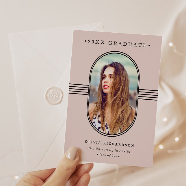 Elegant Frame | Blush Pink Photo Graduation Announcement (Creator Uploaded)