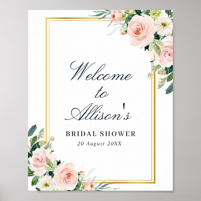 elegant frame bridal shower welcome sign (Front)