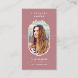 Elegant Frame   Dusty Rose and White Photo Business Card