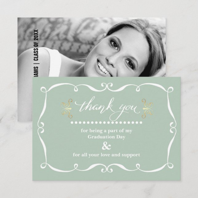 Elegant Frame Graduation Thank You Photo Card (Front/Back)