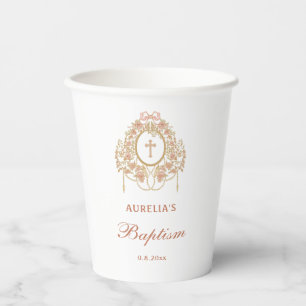 Elegant Frame Holy Cross Baptism Paper Cups