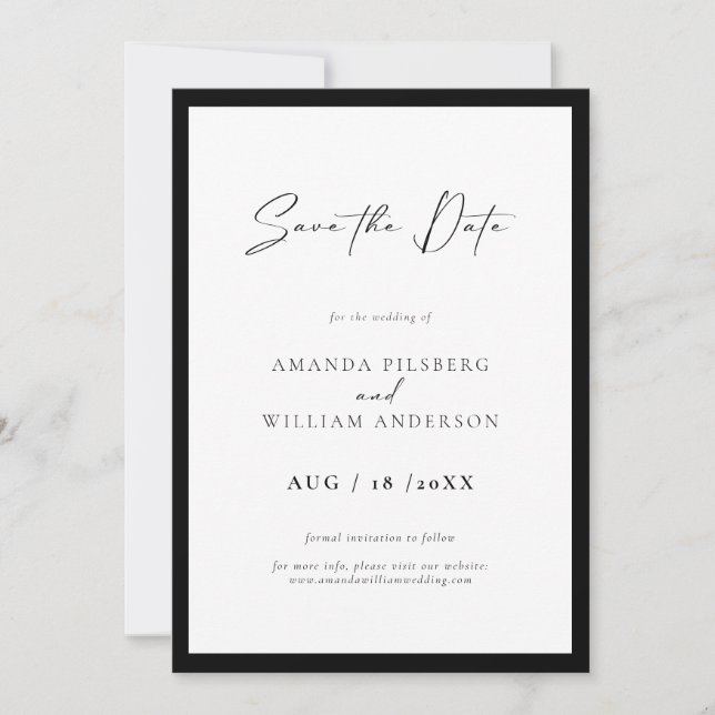 Elegant Frame Modern Save The Date Card (Front)