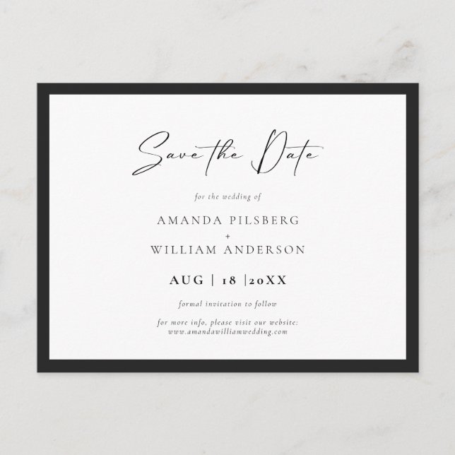 Elegant Frame Modern Save the Date Postcard (Front)