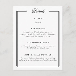 Elegant Frame Monogram Wedding Enclosure Card