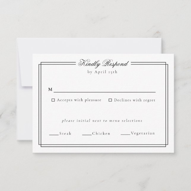 Elegant Frame Monogram Wedding Response Card (Front)