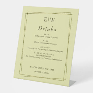 Elegant Frame on Celestial Yellow Monogram Wedding Pedestal Sign