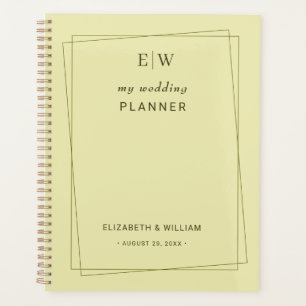Elegant Frame on Celestial Yellow Monogram Wedding Planner