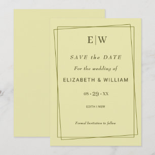 Elegant Frame on Celestial Yellow Monogram Wedding Save The Date