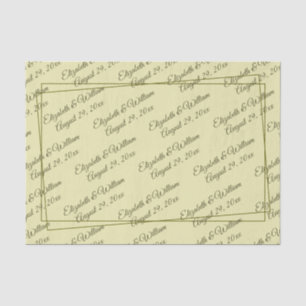 Elegant Frame on Celestial Yellow Monogram Wedding Tissue Paper