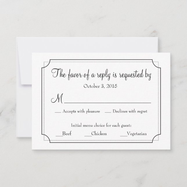 Elegant Frame Response Card with Menu Choices (Front)