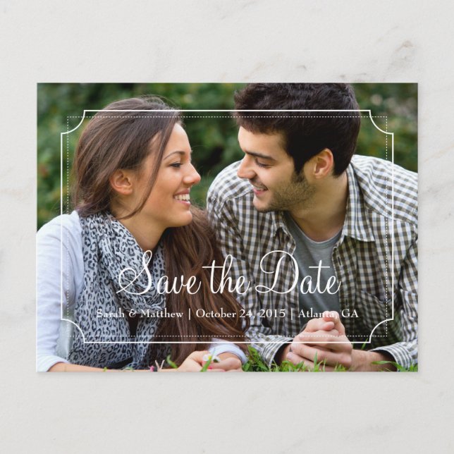 Elegant Frame Save the Date Photo Postcard (Front)