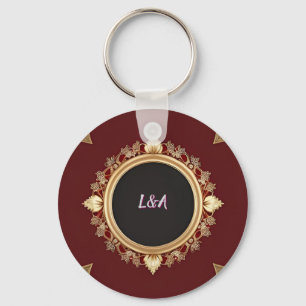 Elegant Frame With Ornate Floral Decoration Keychain