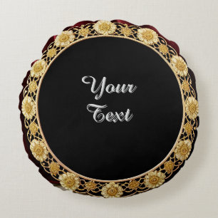 Elegant Frame With Ornate Floral Decoration Round Pillow