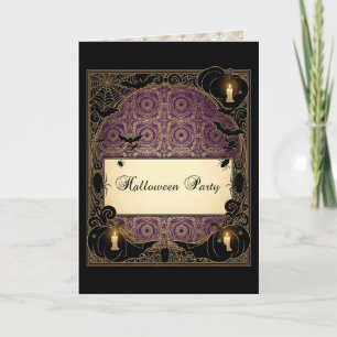 Elegant Frame with Spiders and Bats Halloween Invitation